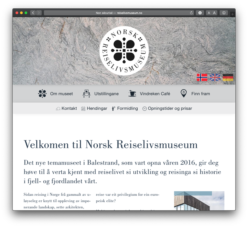 Nettside for Norsk reise­livsmuseum, Drupal som headless CMS og Vue.js som frontend.